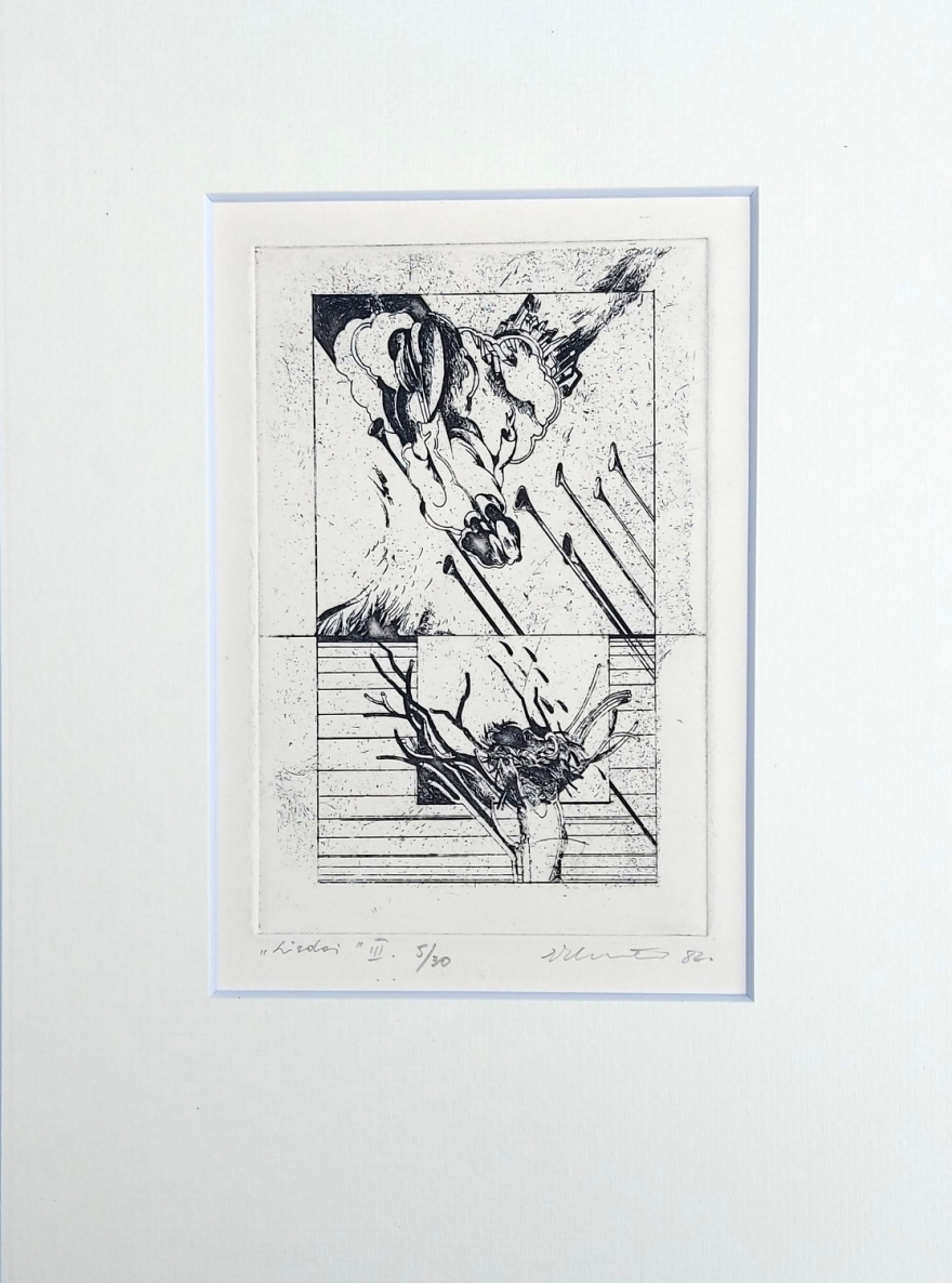 Nest III, 1982, etching, 5/30, 15x10 cm, mounted on paper, 27x20 cm