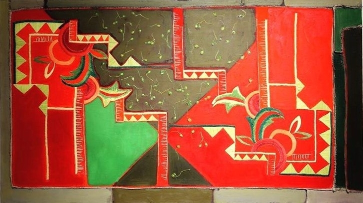 Namų sergėtojas, 2017 siuvinėta drobė, aliejus, 84x146,5 cm