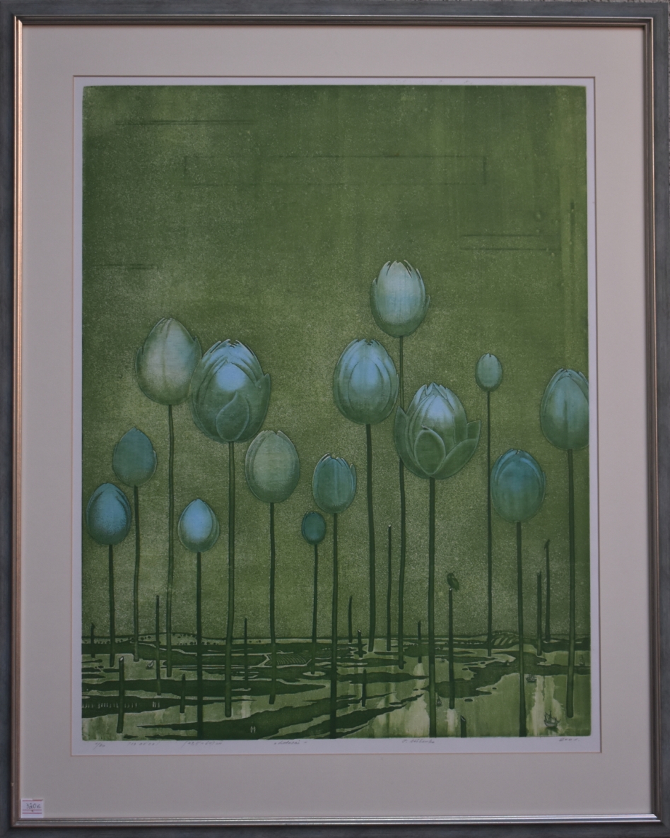 Lotus, 2001, etching, 49,5x64cm, 1/30, frame 82x66cm