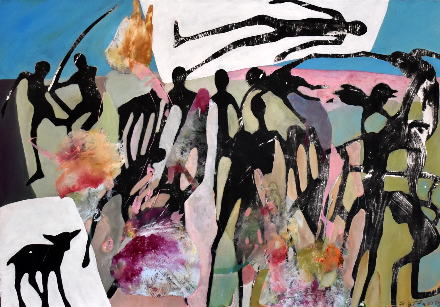 Lozoriau, kelkis, 2023, autorinė technika, 70x100 cm 