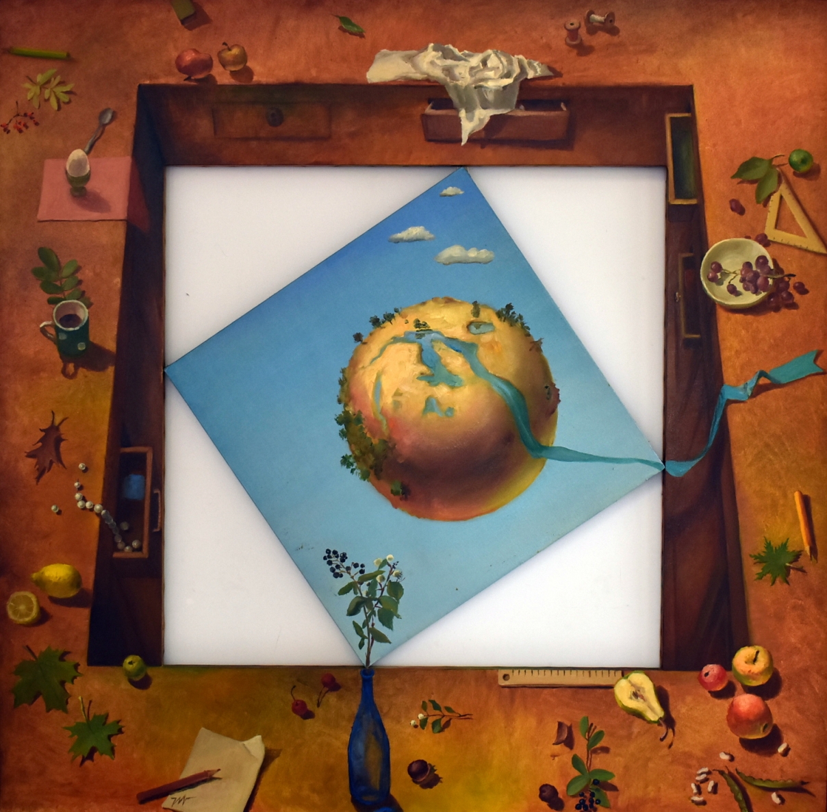 Mano stalas, 1999, drobė, aliejus, 131x131 cm