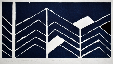 Mėlynoji kompozicija III, 1995, lino raižinys,  24x47cm