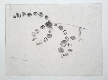 Meškerės galas arba Atidarius kriauklę, 1999, ofortas C3, 37×49,5 cm, e.d.a.