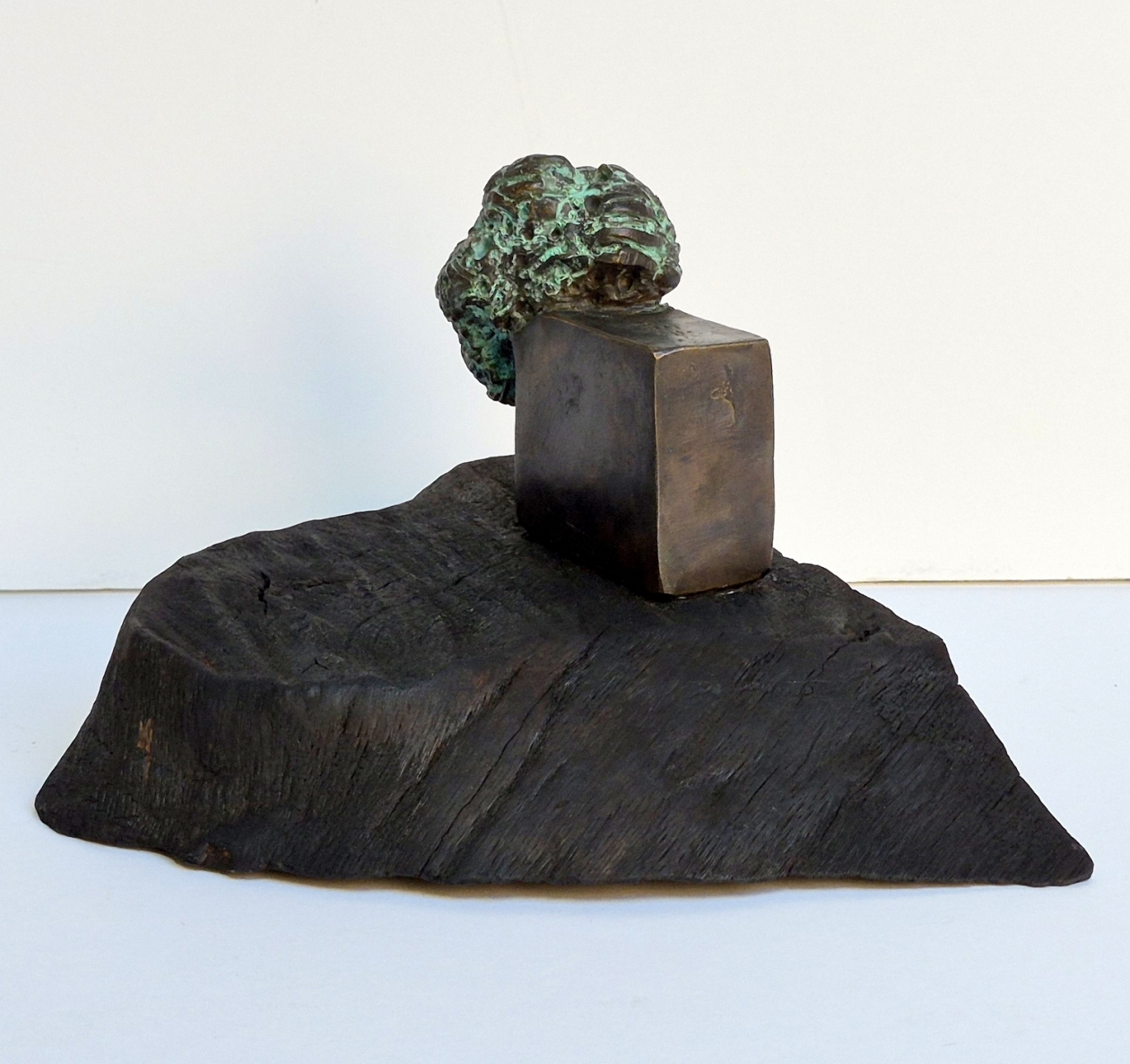 Thoughts, 2026, bronze, burnt oak, h13x15x17 cm, 1/1