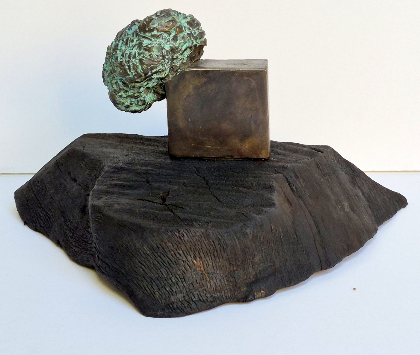 Thoughts, 2026, bronze, burnt oak, h13x15x17 cm, 1/1