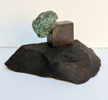 Thoughts, 2026, bronze, burnt oak, h13x15x17 cm, 1/1