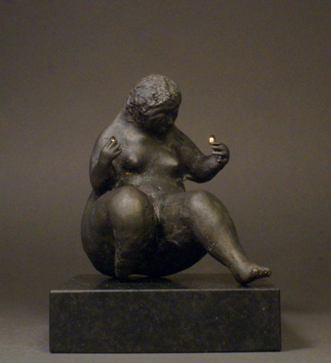 Woman with Eggs, 2024, bronze, granite, h 15 cm, 3/50