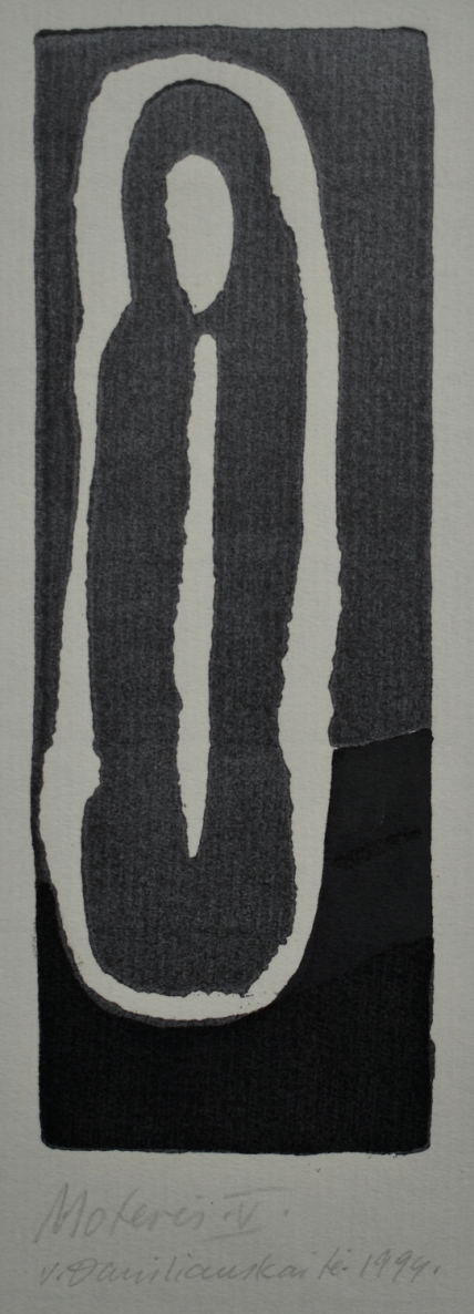 Moteris V, 1994, lino raižinys, 15x5 cm