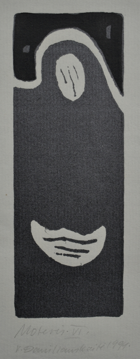 Moteris VI, 1994, lino raižinys, 15x5 cm