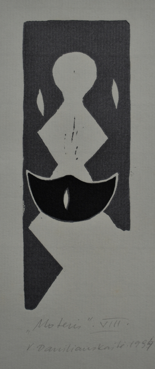 Woman VIII, 1994, linocut, 15x5 cm