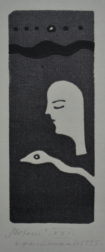 Woman XXI, 1995, linocut, 15x6 cm