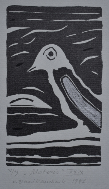Woman XXIX, 1997, linocut, 14x8cm