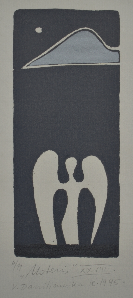 Moteris XXVIII, 1995, lino raižinys, 115x6 cm