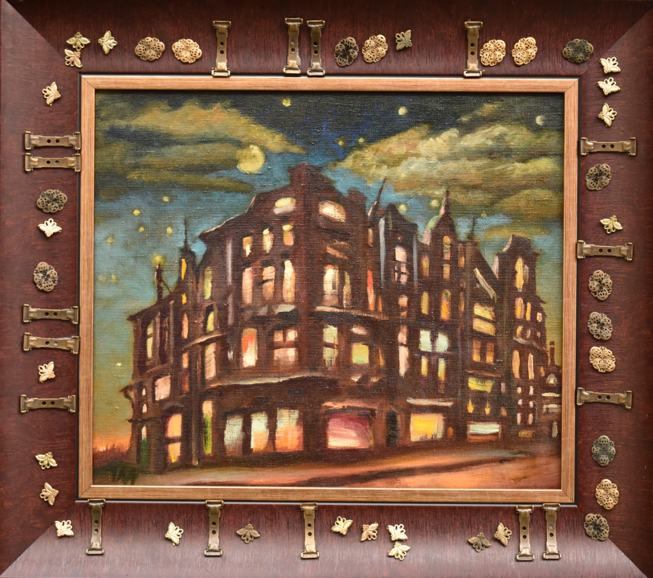 Night, 2019, canvas, oil, 38x45 cm, frame 54x61 cm