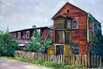 Namas Tilkos gatvėje Šančiuose, 2021, drobė, aliejus, 50x75 cm