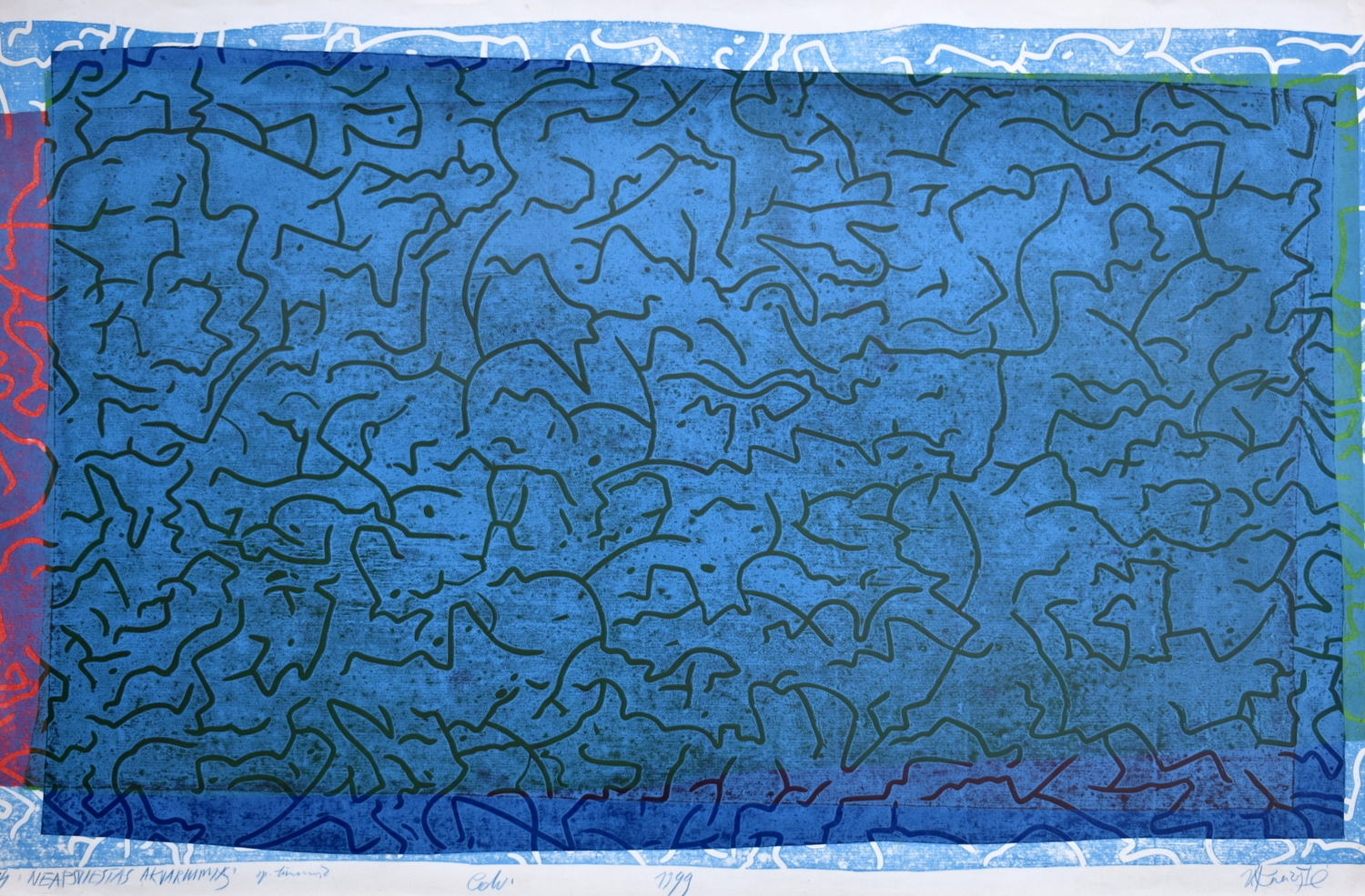 Neapšviestas akvariumas, 1999, lino raižinys, 62x59cm