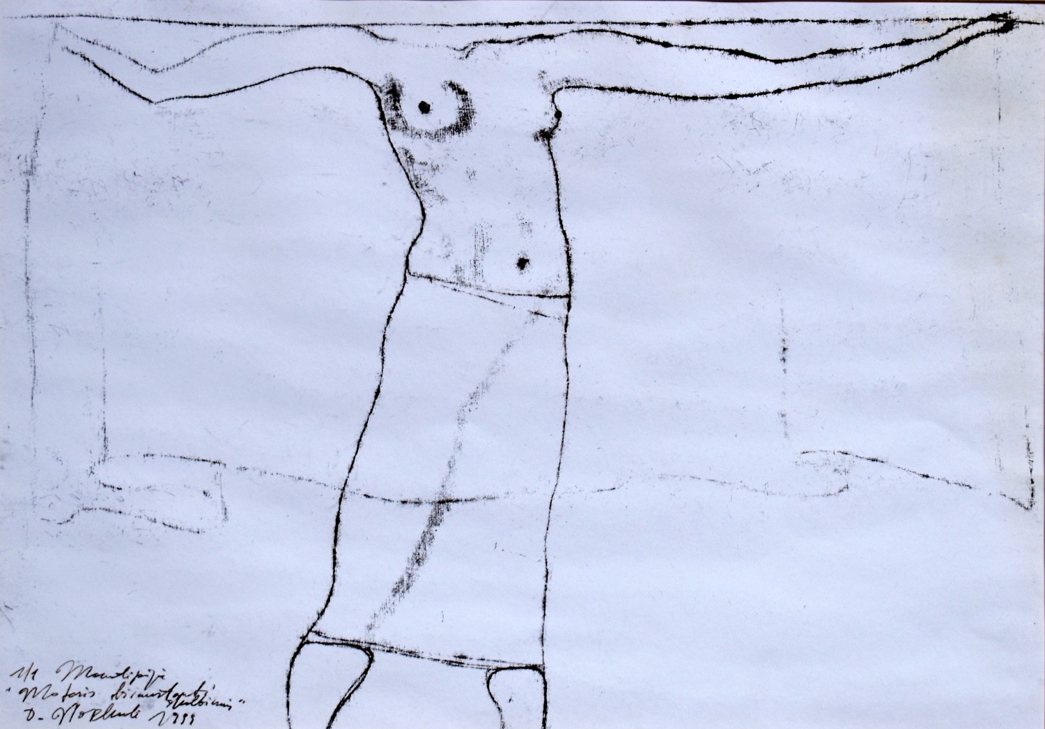 Woman drying clothes, 1999, paper, monotype, 44x63 cm