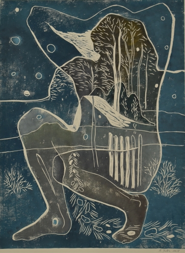 Nuogalė, 2018, pop., sp., lino raižinys, 83x61 cm