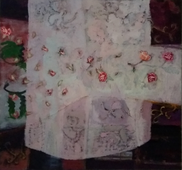 Paberžės arnotai 2017, drobė, aliejus, koliažas, 104x110 cm