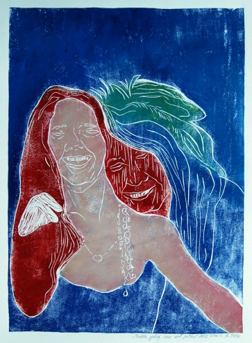 Padėk galvą sau ant peties, 2022, lino raižinys, 67x47cm, 1/1