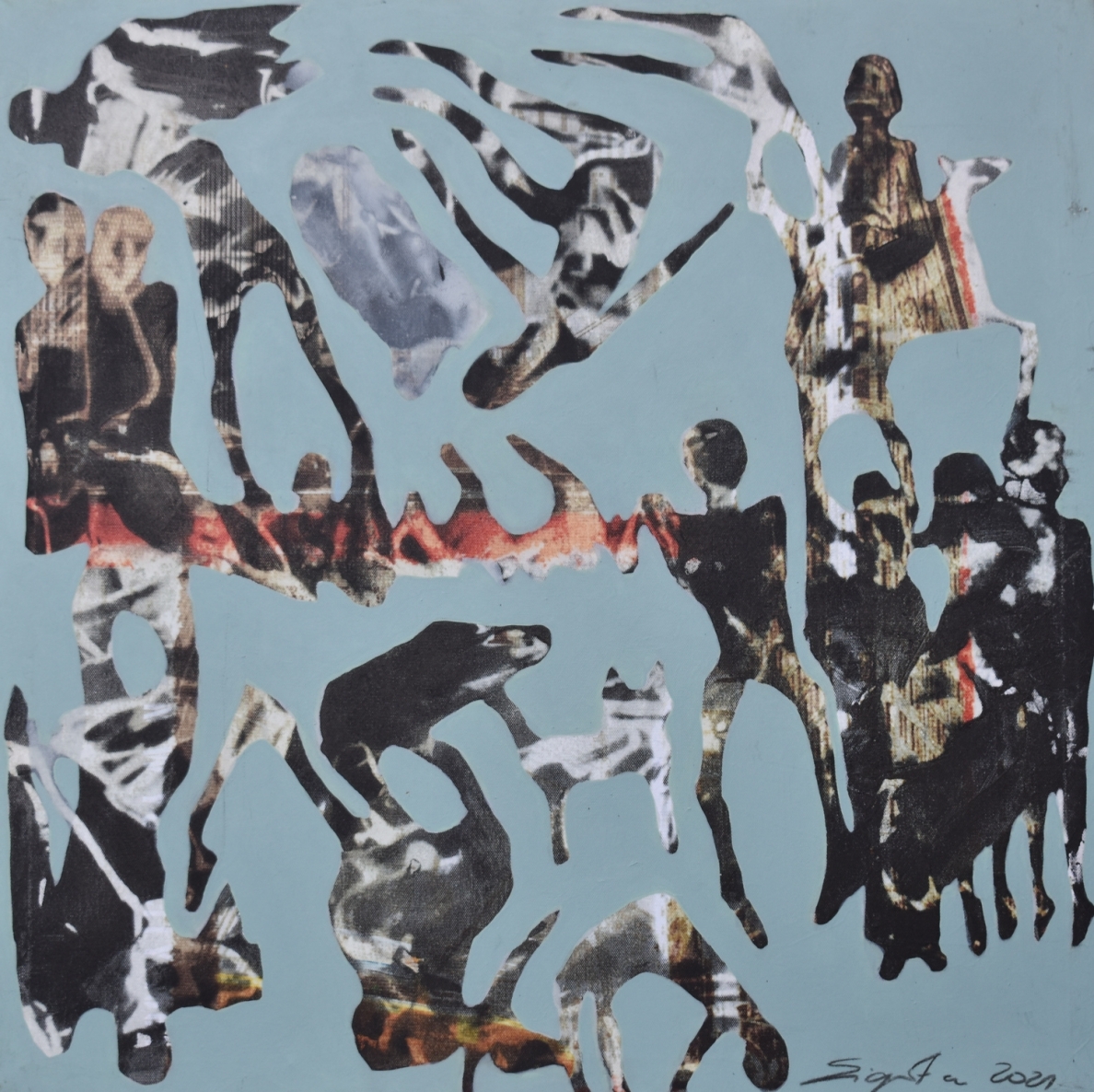 Pagrindinė srovė, 2021, autorinė technika,  60x60 cm