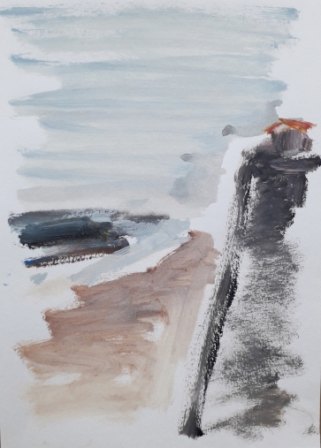 Seaside Drawing, 2022, paper, acrylic, 21x30 cm