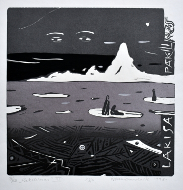 Pakilimas III, lino raižinys, 28x26 cm