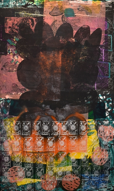 Žaliakalnio sodeliai, 2021, lino raižinys, autorinė technika, 157x94 cm, 1/1