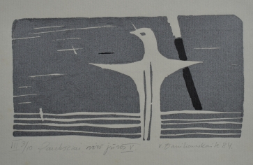 Paukščiai virš jūros V, linocut, 28x26cm