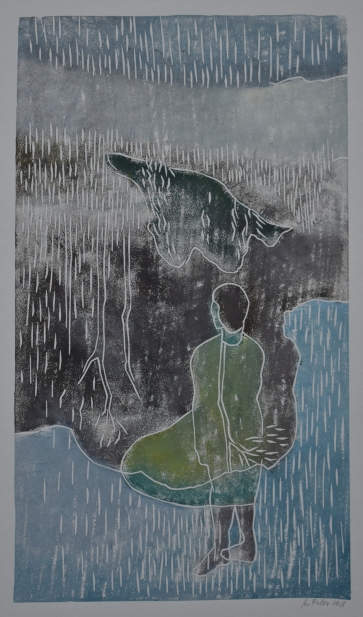 Pavasaris, 2018, pop., sp., lino raiž., 70x40 cm