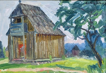 Peizažas, 1962, drobė ant kartono, aliejus, 34,5x49,5 cm, rėmas 39x54 cm
