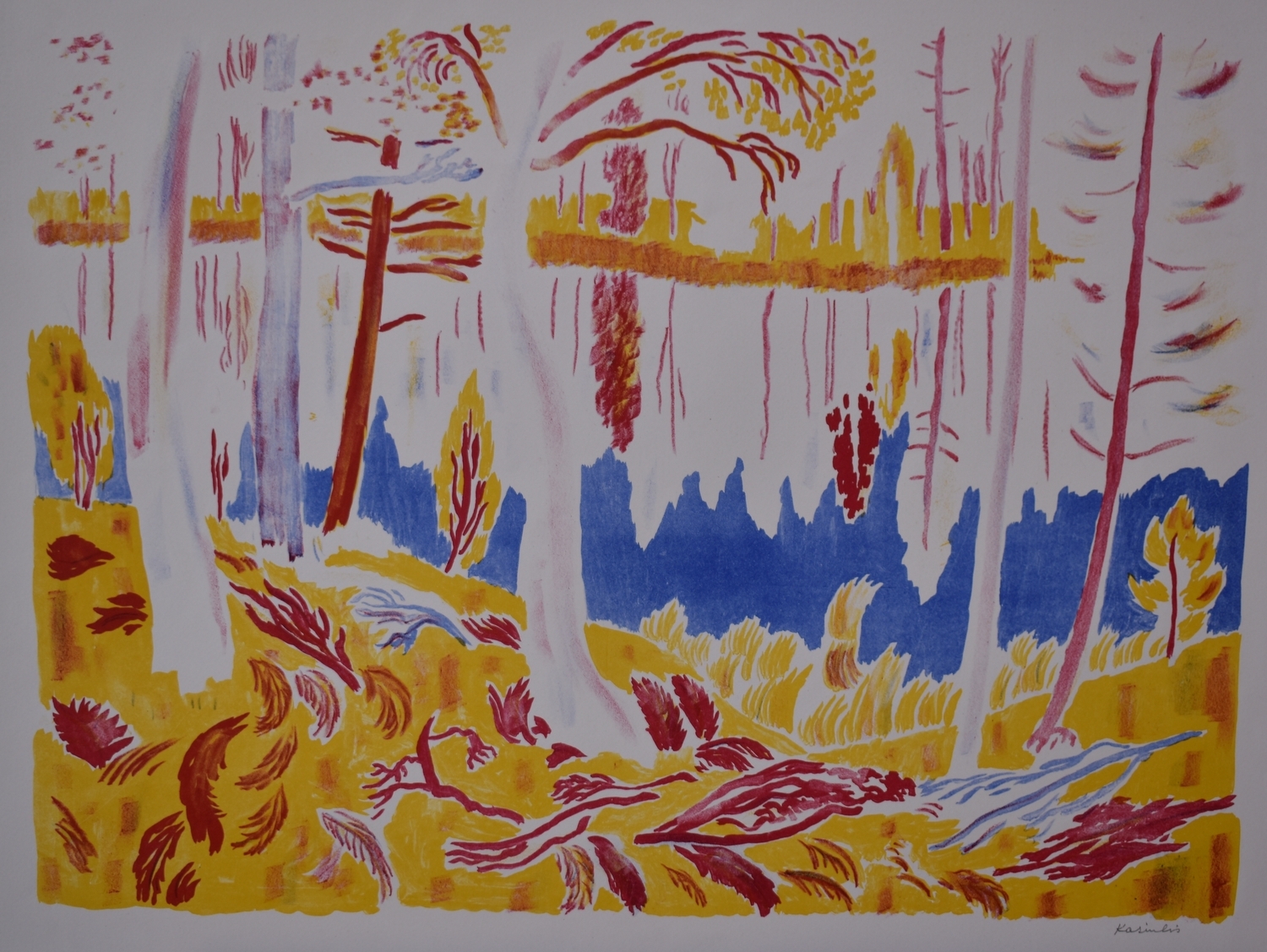 Peizažas iš keturių dalių. Kaip gimsta kūrinys, litografija, 42x58 cm