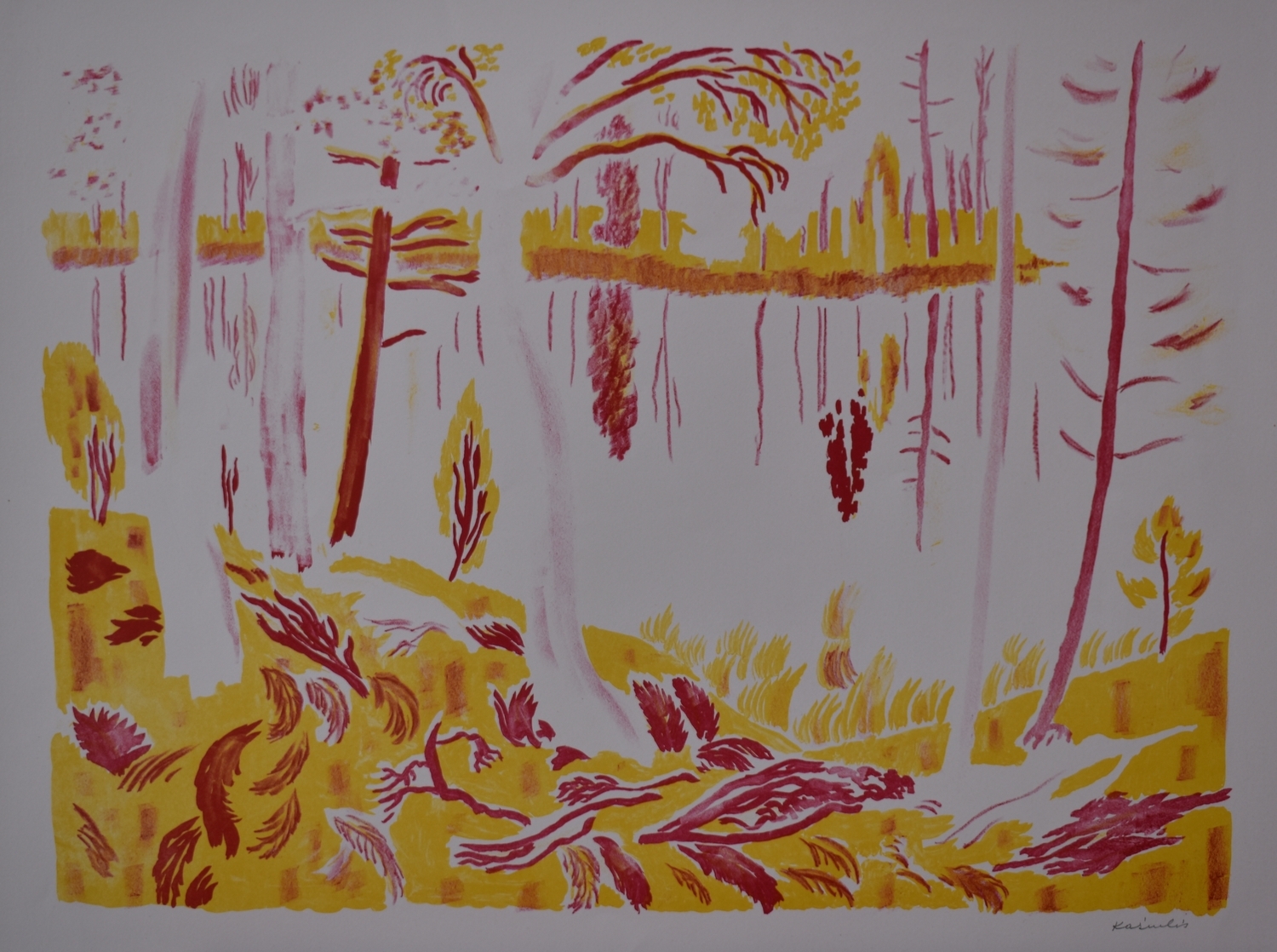 Peizažas iš keturių dalių. Kaip gimsta kūrinys, litografija, 42x58 cm