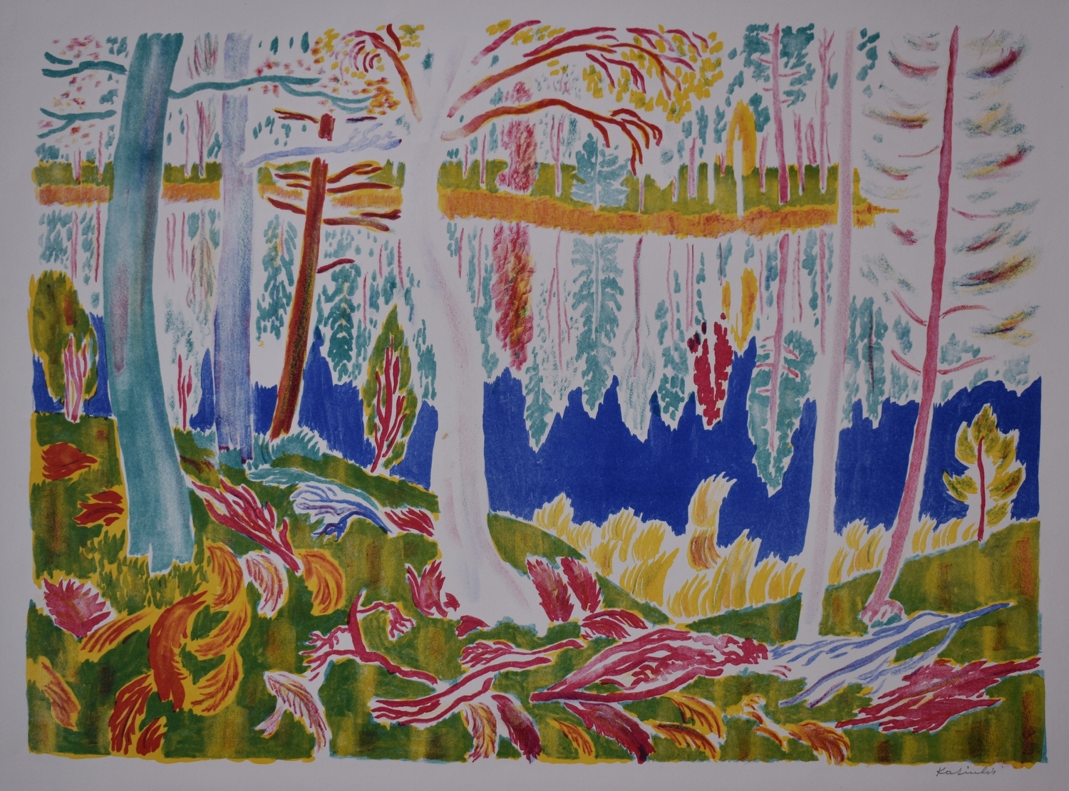 Peizažas iš keturių dalių. Kaip gimsta kūrinys, litografija, 42x58 cm