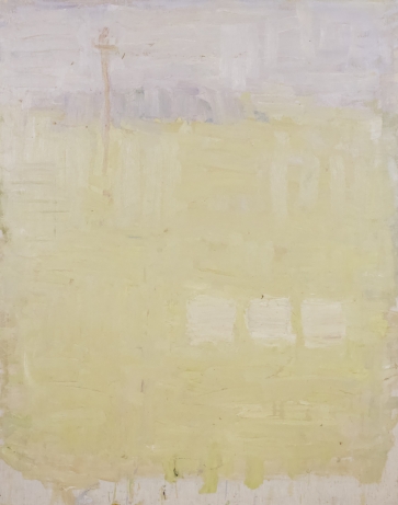 Peizažas su trim šieno rulonais, 2012, drobė, aliejus, 100x80 cm