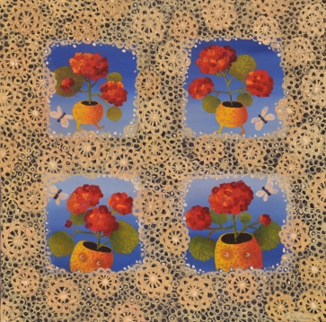 Pelargonijos, 2006, drobė, aliejus, 50x50cm