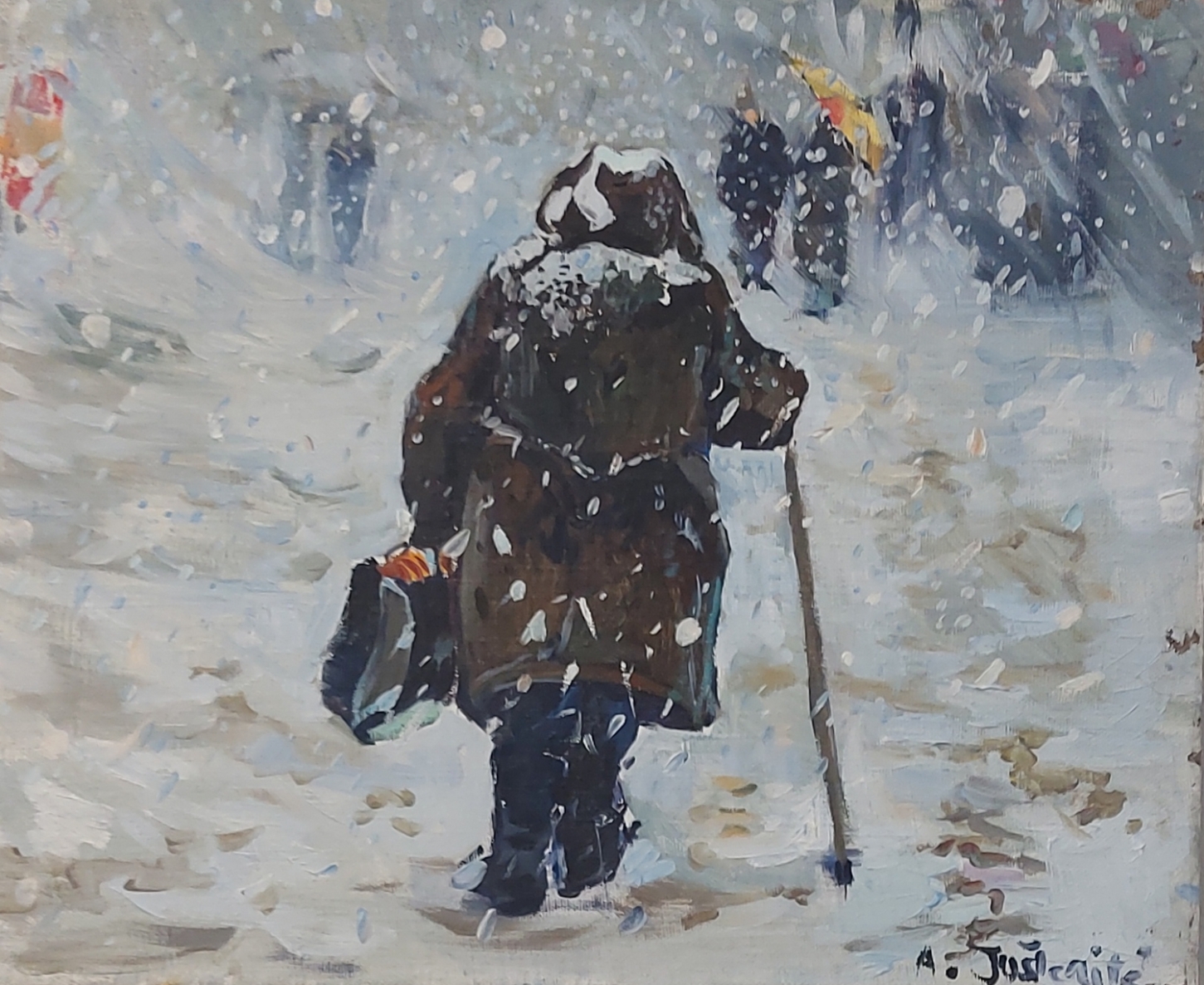 Per pūgą, 2011, drobė, aliejus, 33x40 cm 