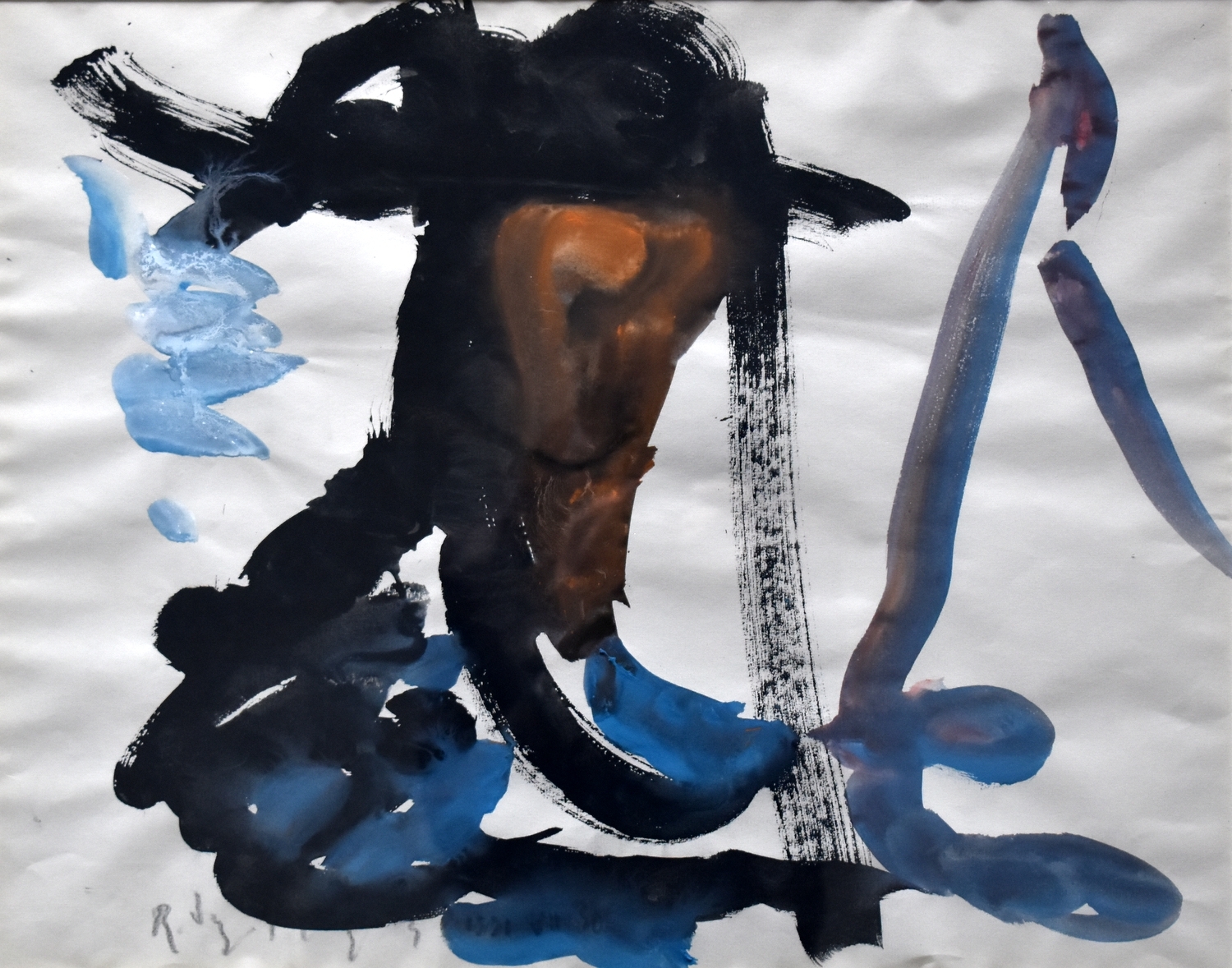 Piemuo, 1991, popierius, guašas, 48x60 cm, rėmas 66x79 cm 