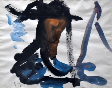 Piemuo, 1991, popierius, guašas, 48x60 cm, rėmas 66x79 cm