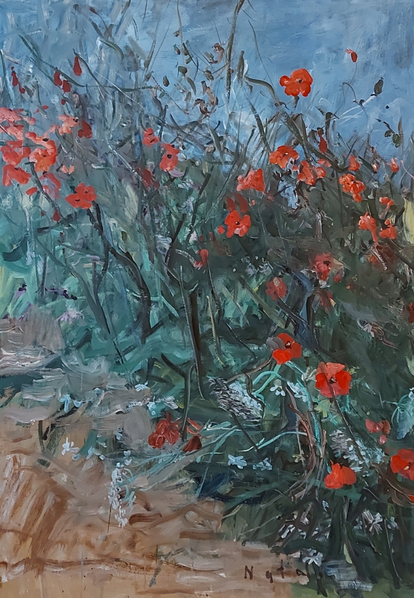 Pievų gėlės, 2011, aliejus, kartronas, 100x70 cm