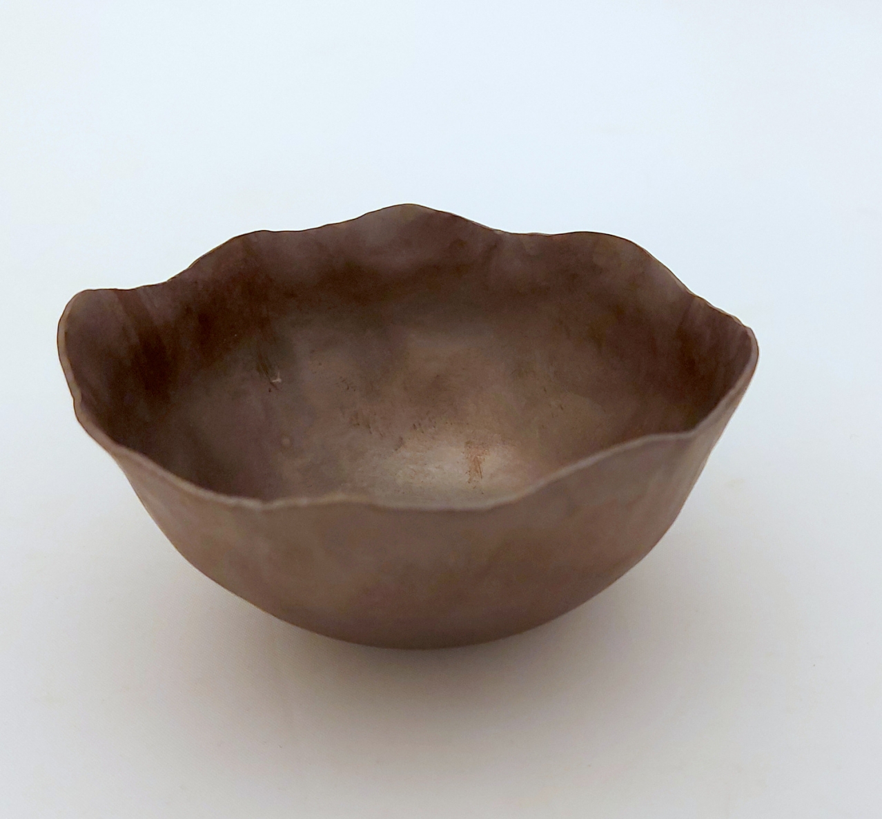 Gray vessel, 2021, oxidized copper, h 4.6 cm, d 9.4 cm 
