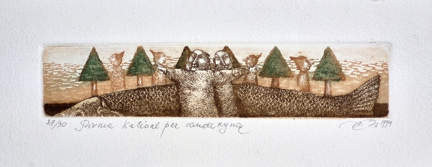 Pirma kelionė per vandenyną, 1994, ofortas, 4x17,5 cm, 27/30