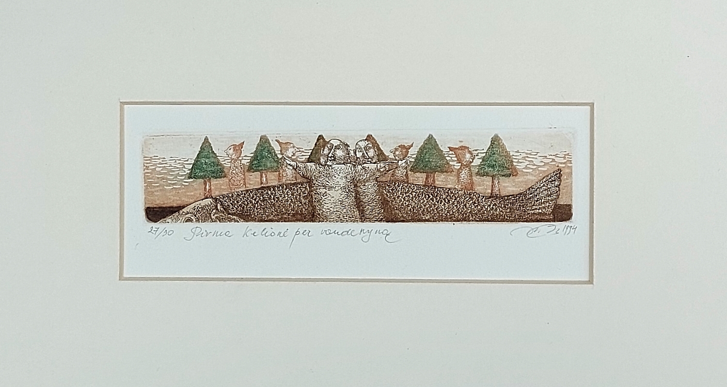 First Voyage Across the Ocean, 1994, etching, 5x18 cm, 27/30