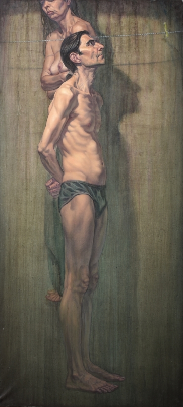 Mating, 2017, oil on canvas, 215x100 cm