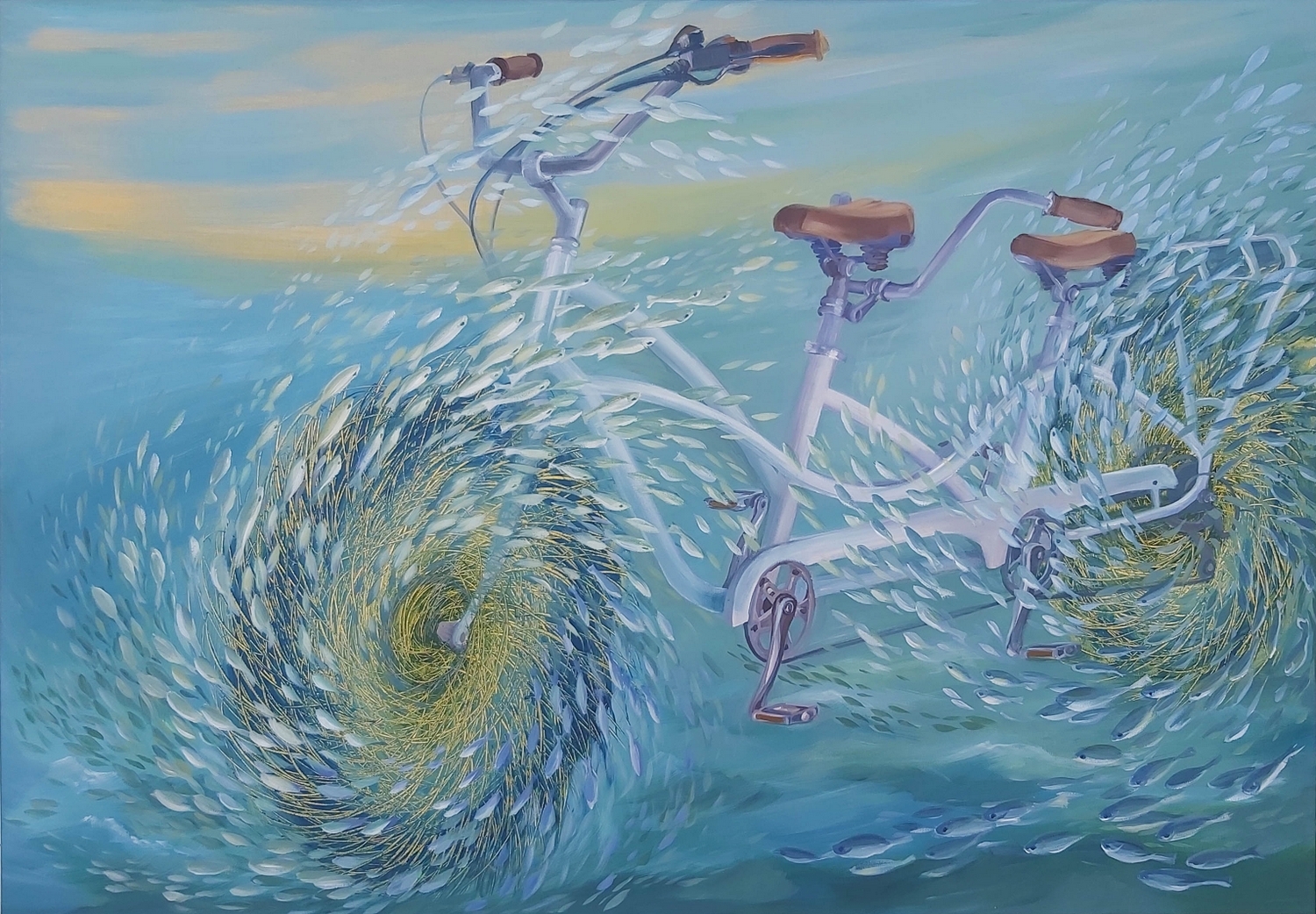 Povandeninis dviratis, 2024, drobė, akrilas, 70x100 cm