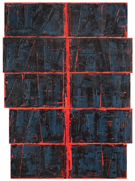 Raudona vertikalė, 2017, drobė, aliejus, 181x134 cm