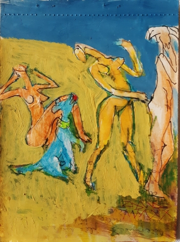 Mėlynas šuo, 2020, popierius, mišri technika, 19x14 cm