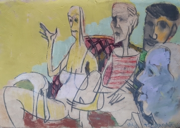 Šutvė, 1986, popierius, mišri technika, 30x42,5 cm