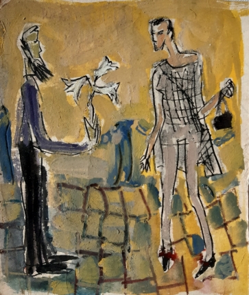 Vienadienė, 2000, popierius, mišri technika, 19x16 cm