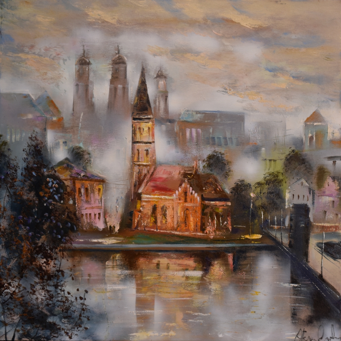 Ryto apšviesta, 2023, drobė, aliejus, 75x75 cm 